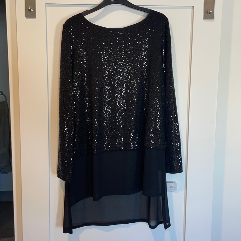 Sequin Long Sleeve Tunic Blouse